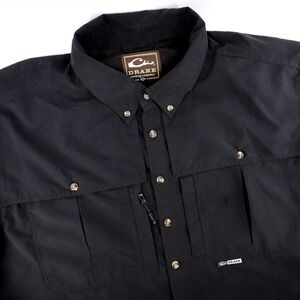 Drake Flyweight Wingshooters Balck Shirt Button Down Shirt Long Sleeve Mens XL